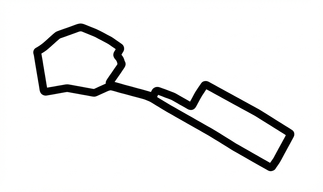 Schwarze Umrisszeichnung einer Rennstrecke auf weißem Hintergrund.