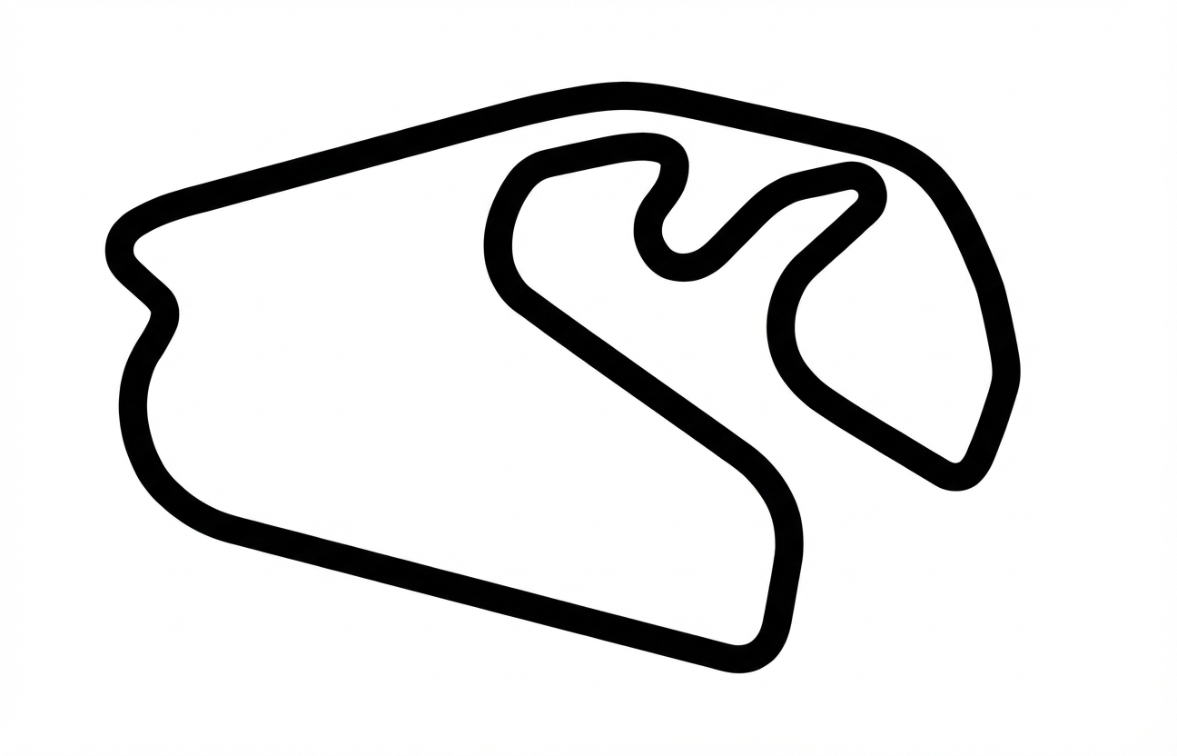 Minimalistischer Umriss des Hockenheimrings, einer berühmten deutschen Rennstrecke.